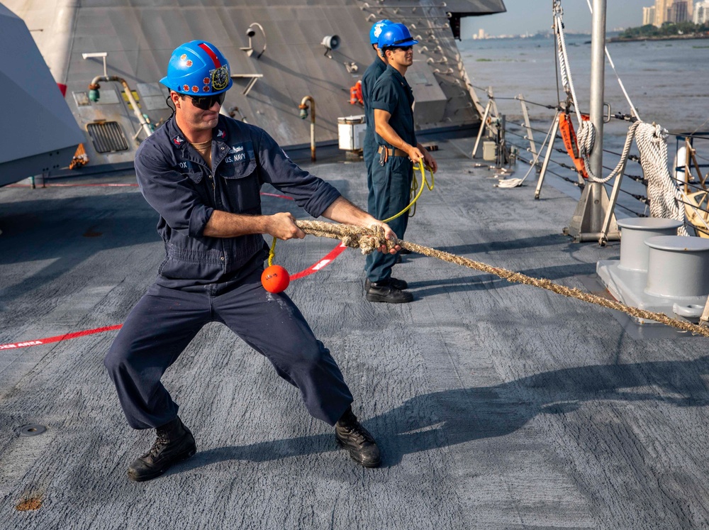 DVIDS Images USS Billings Sailor Heaves Around A Line During Sea