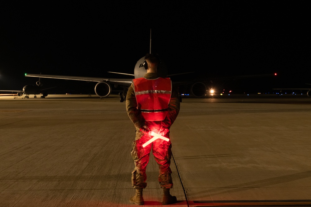 DVIDS Images KC 46A Pegasus Crew Conducts Nighttime Preflight