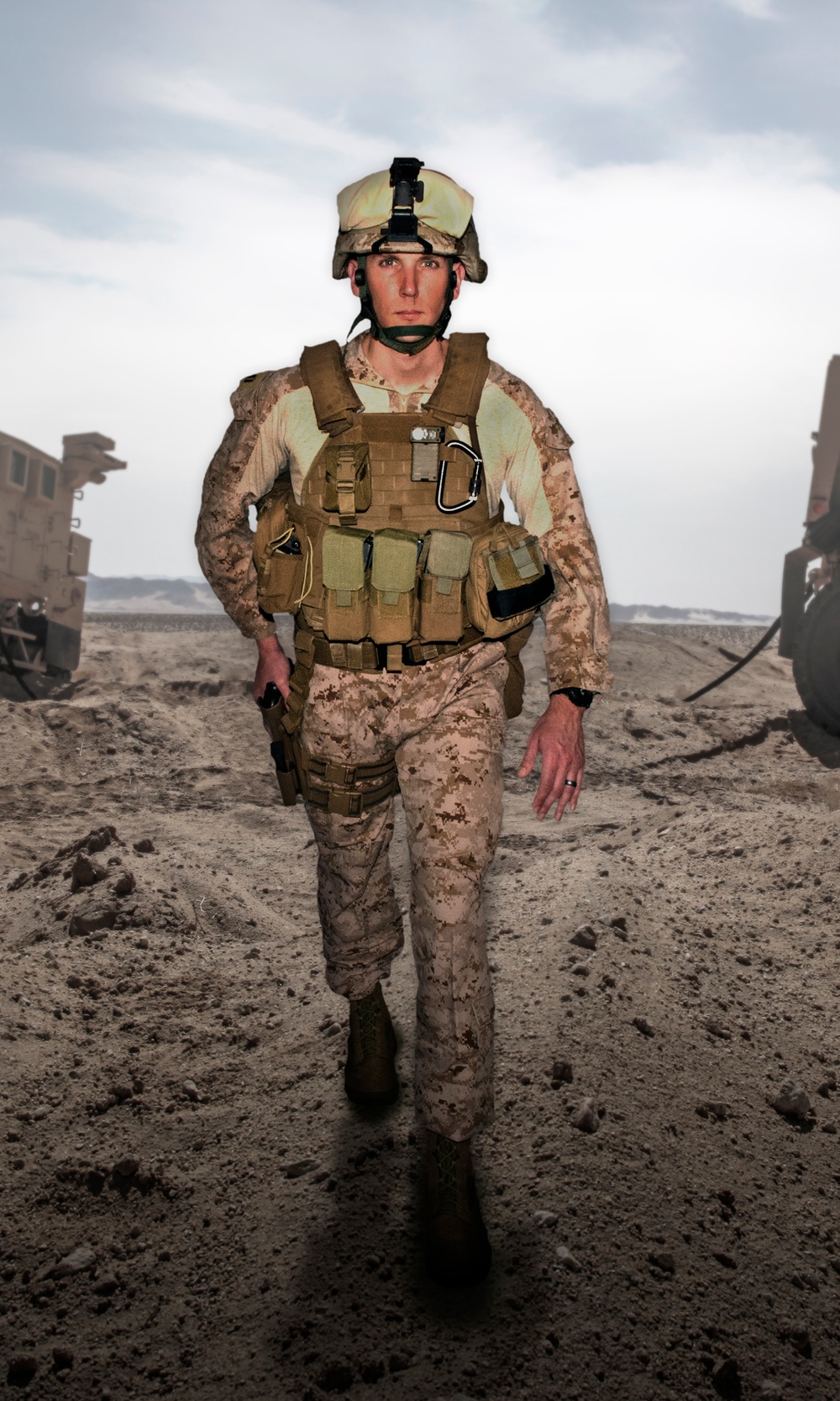 Modern Desert Combat Marine Photo Illustration - Marine Corps Reserve Centennial