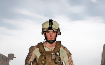 Modern Desert Combat Marine Photo Illustration - Marine Corps Reserve Centennial