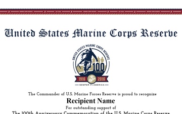 Marine Corps Reserve Centennial Commander&amp;#39;s Certificate 1