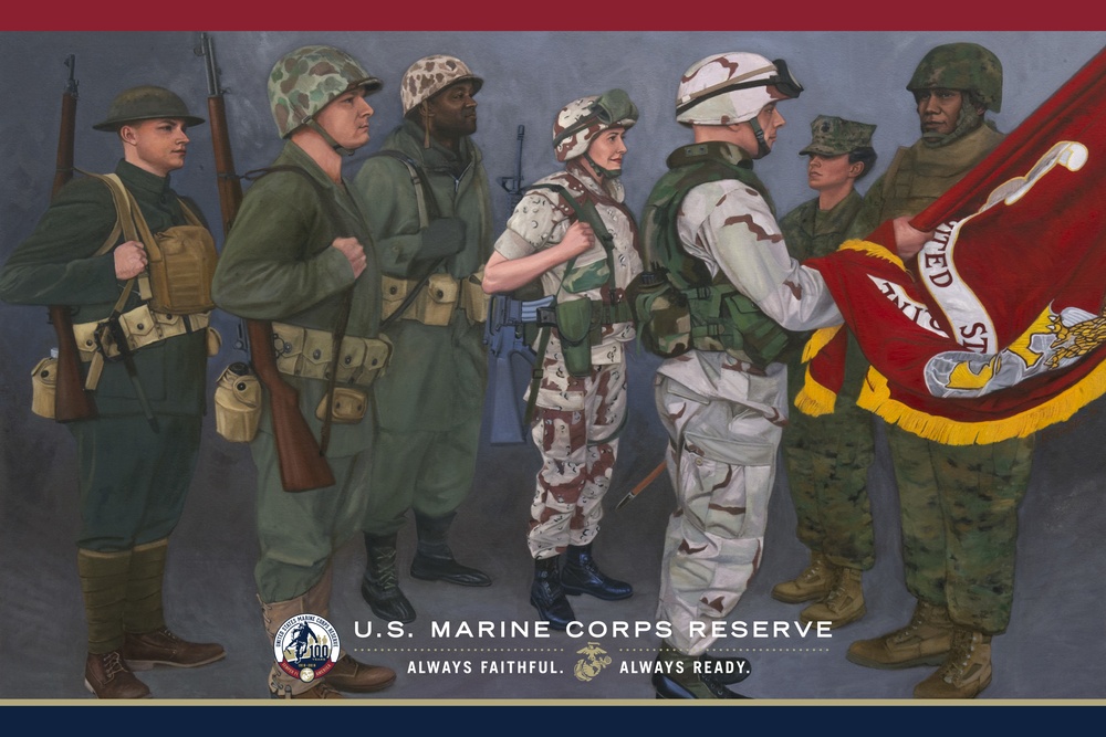 Marine Corps Reserve Centennial Painting Poster