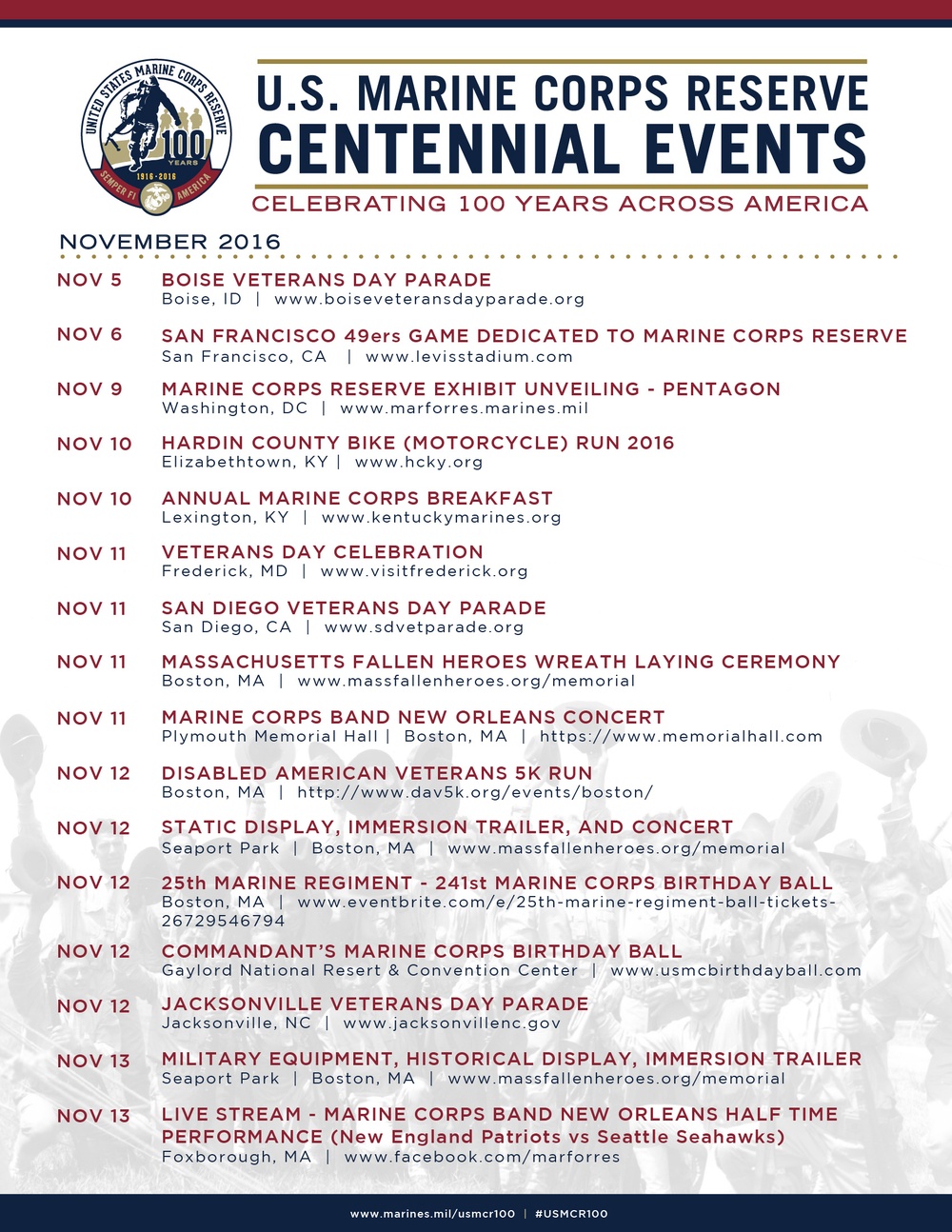 Marine Corps Reserve Centennial Event Flyer