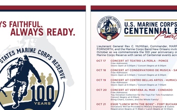 Marine Corps Reserve Centennial Events Info Card for Puerto Rico