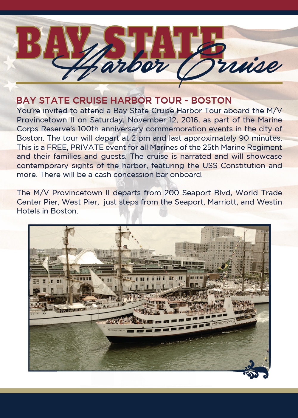 Marine Corps Reserve Centennial - Boston Harbor Cruise Hand Bill