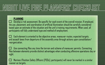 NIght Live Fire checklist