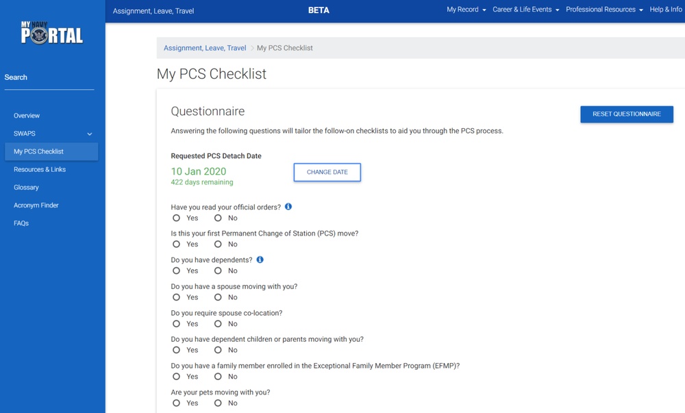 Latest Upgrade to MyNavy Portal Includes &amp;#34;My PCS Checklist&amp;#34;