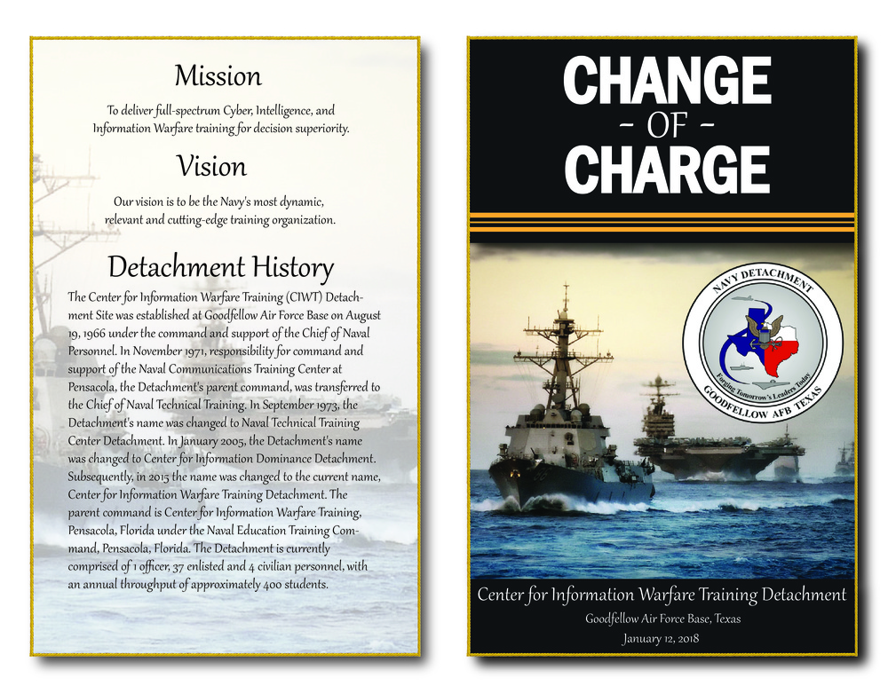 Goodfellow Navy Detachment Change of Charge Program Cover