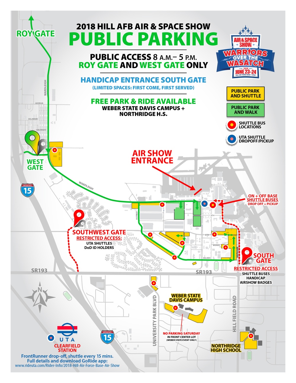 Transportation Map: 2018 Air and Space Show, Hill AFB, UT