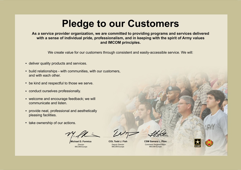 IMCOM Europe Pledge to Our Customers - A4 - For local reproduction.