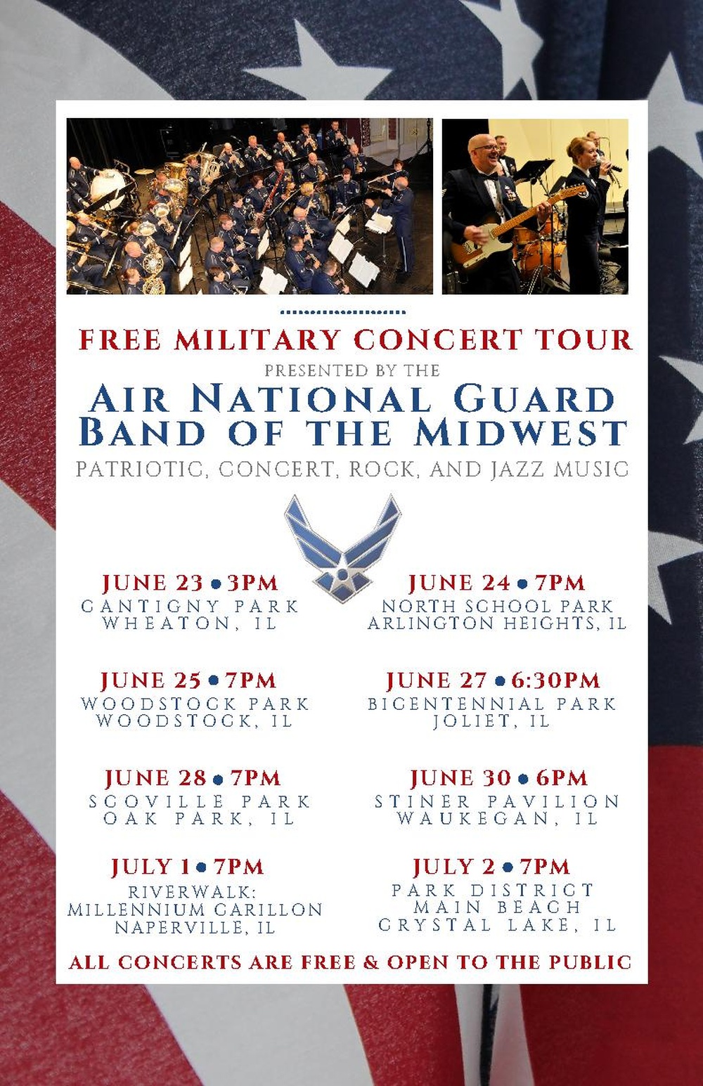 Air National Guard Band of the Midwest to perform free patriotic concerts in Chicagoland