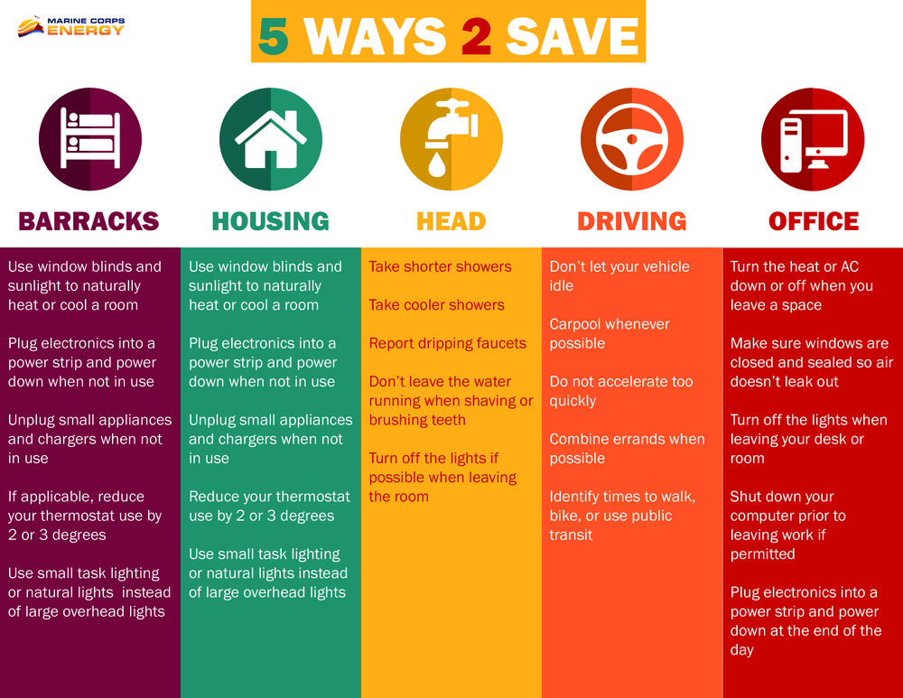 Informational Graphic Displays Simple Steps to Conserve Energy