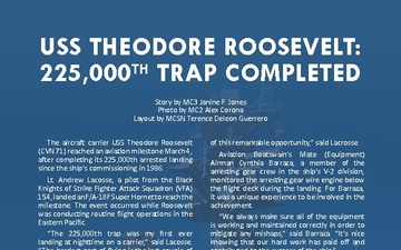 USS Theodore Roosevelt 225,000th Trap Completed