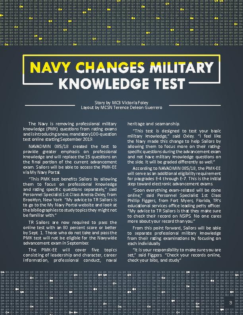 Navy Changes Military Knowledge Test