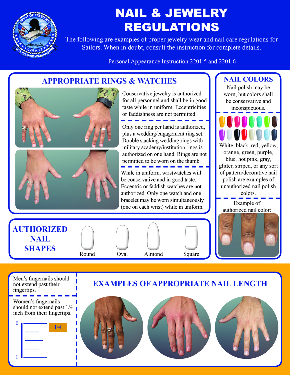 CVN-73 Nail and Jewelry Regulations Poster