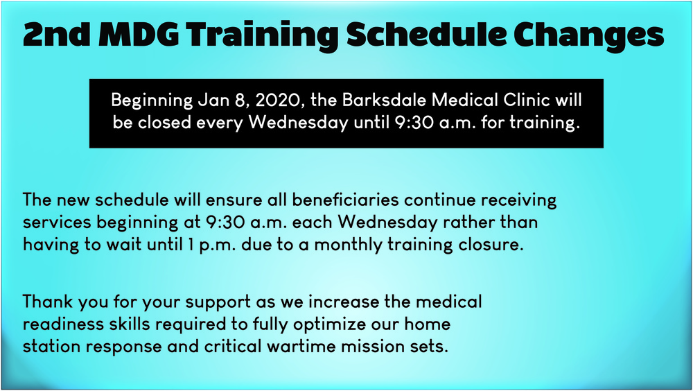 2nd MDG training schedule changes graphic