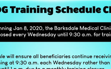 2nd MDG training schedule changes graphic