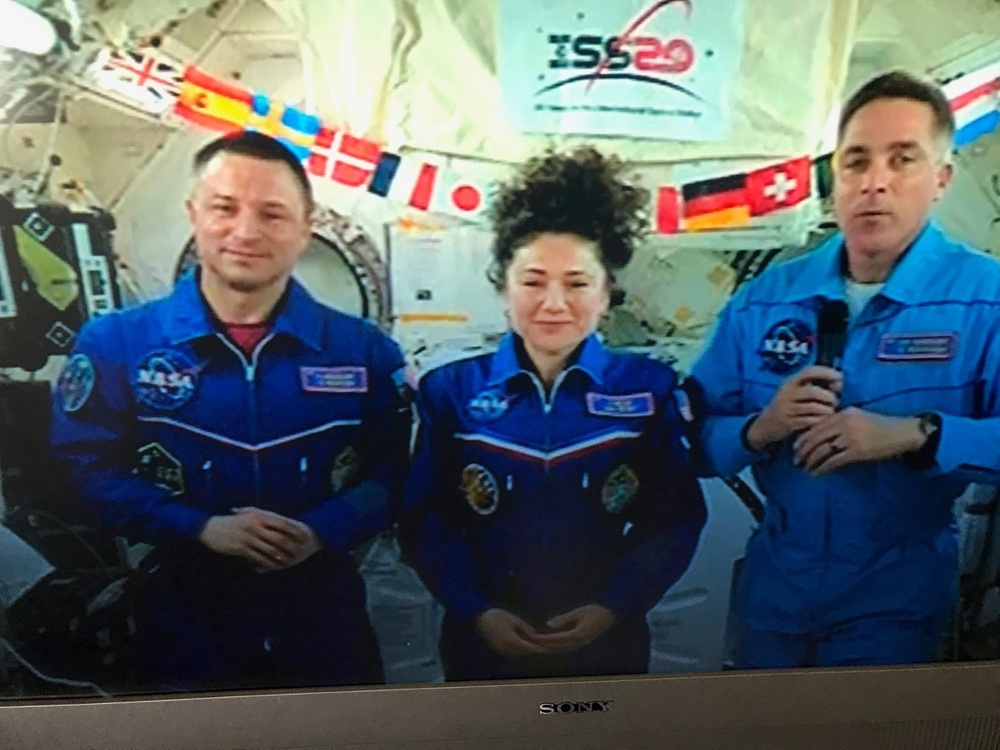 Army physician Col. Andrew Morgan (participates in a press conference from the International Space Station.