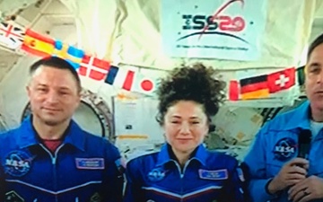 Army physician Col. Andrew Morgan (participates in a press conference from the International Space Station.