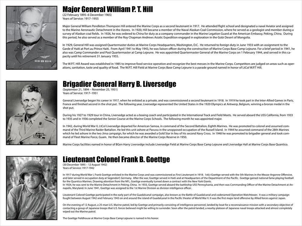 Military History Figures - Maj. Gen. William P.T. Hill, Brig. Gen Harry B. Liversedge and Lt. Gen. Frank B. Goettge