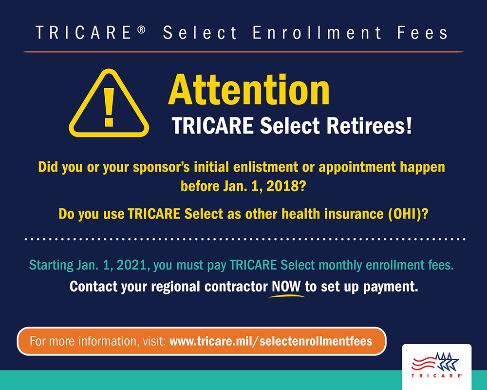 Attention TRICARE Select Group A Retirees: New Enrollment Fees for 2021!