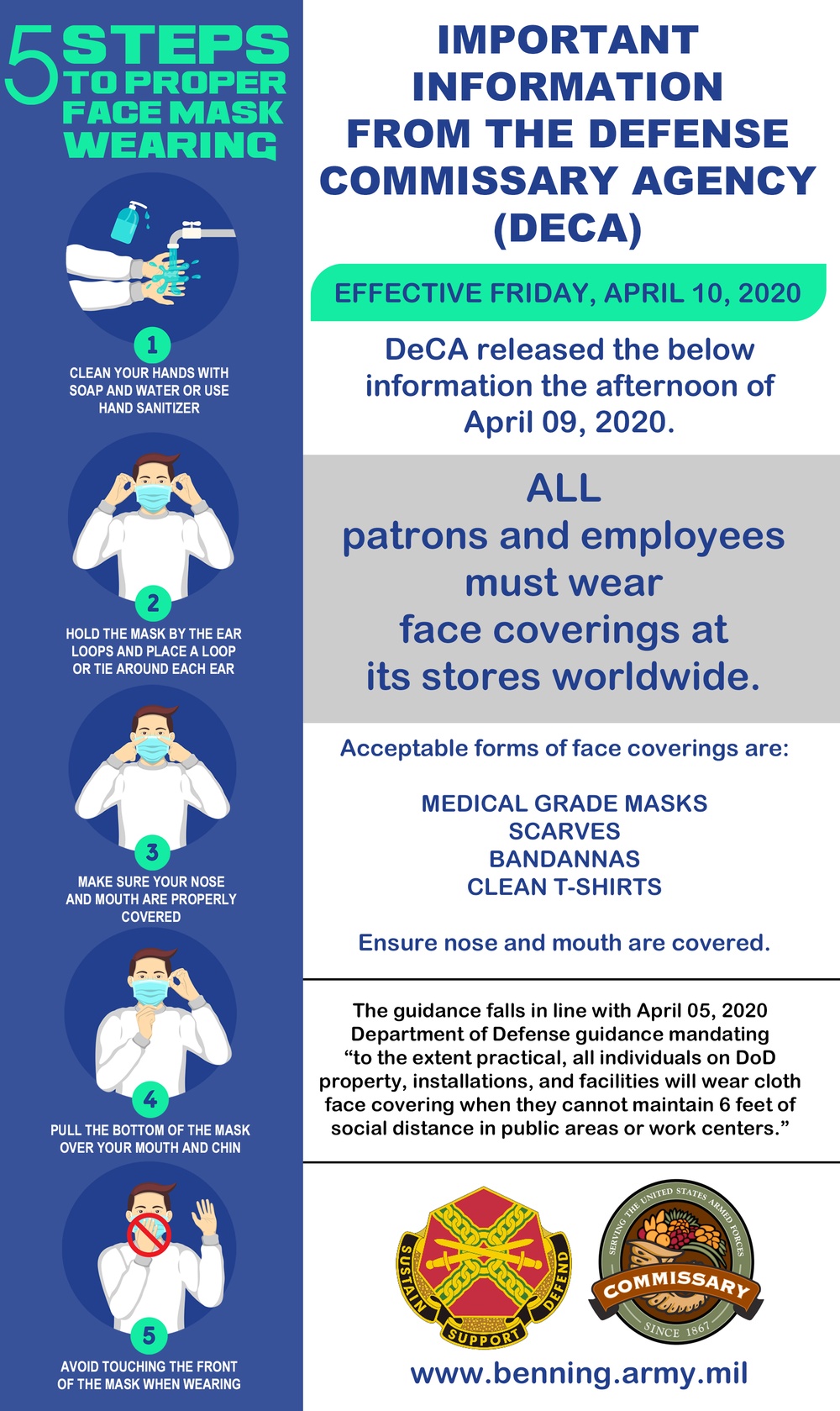 USAG Fort Benning and DeCA and face mask patron usage