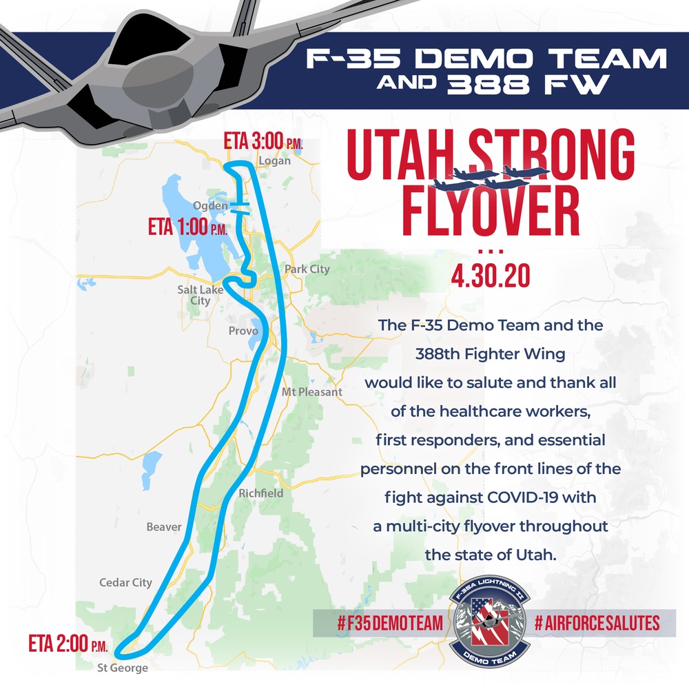 F-35 Demo Team and 388 FW - flyover route 1 of 4