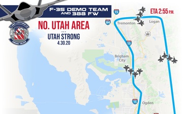 F-35 Demo Team and 388 FW - flyover route 2 of 4