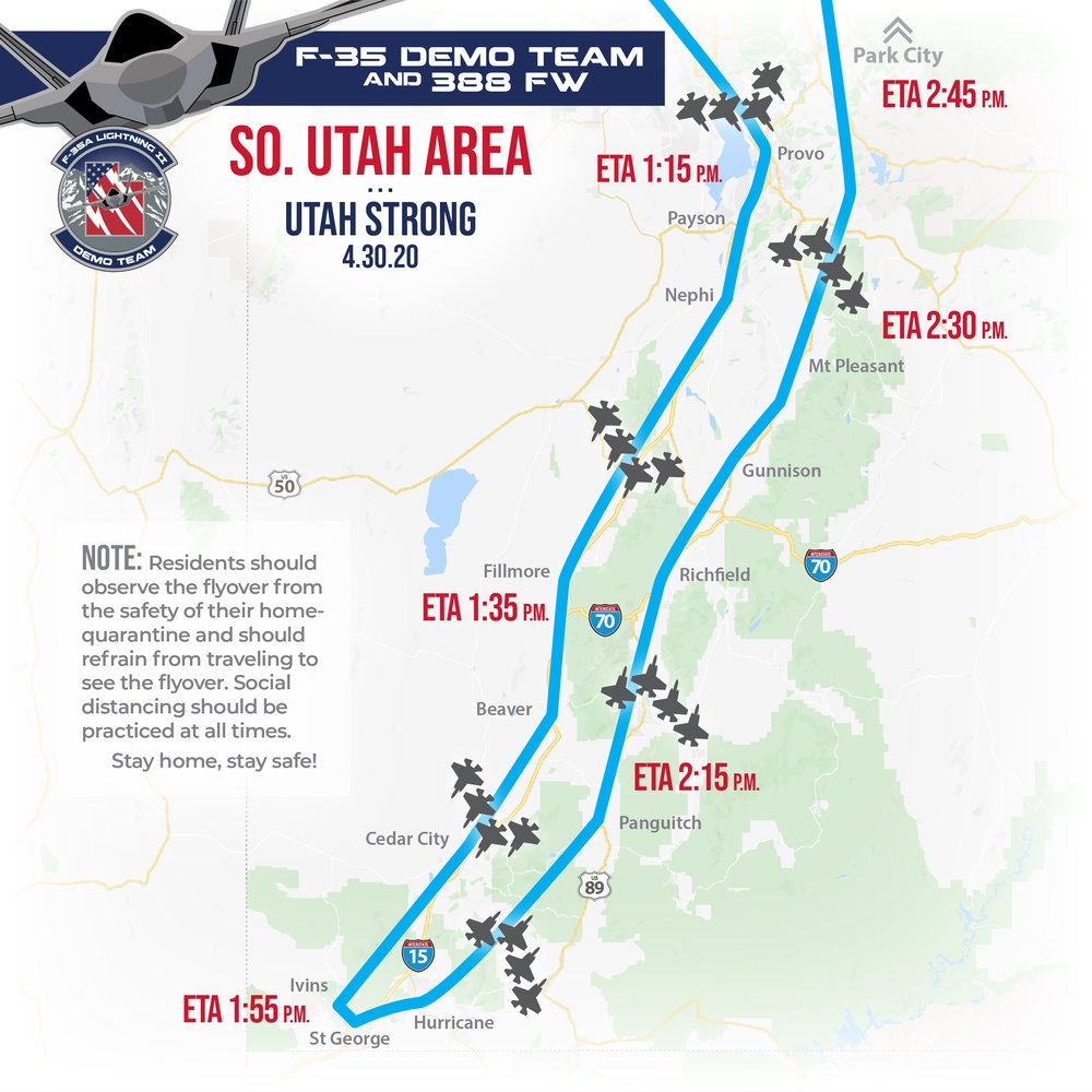 F-35 Demo Team and 388 FW - flyover route 4 of 4