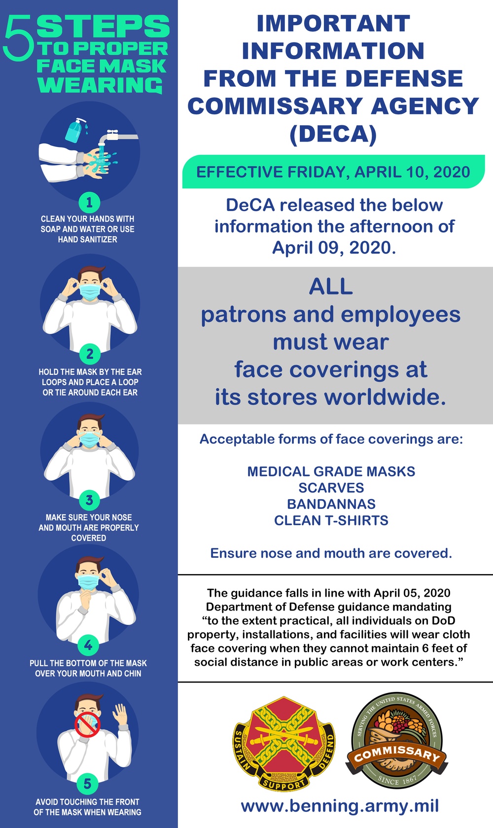 Fort Benning and DECA partner to provide information on mask wearing through Infographic