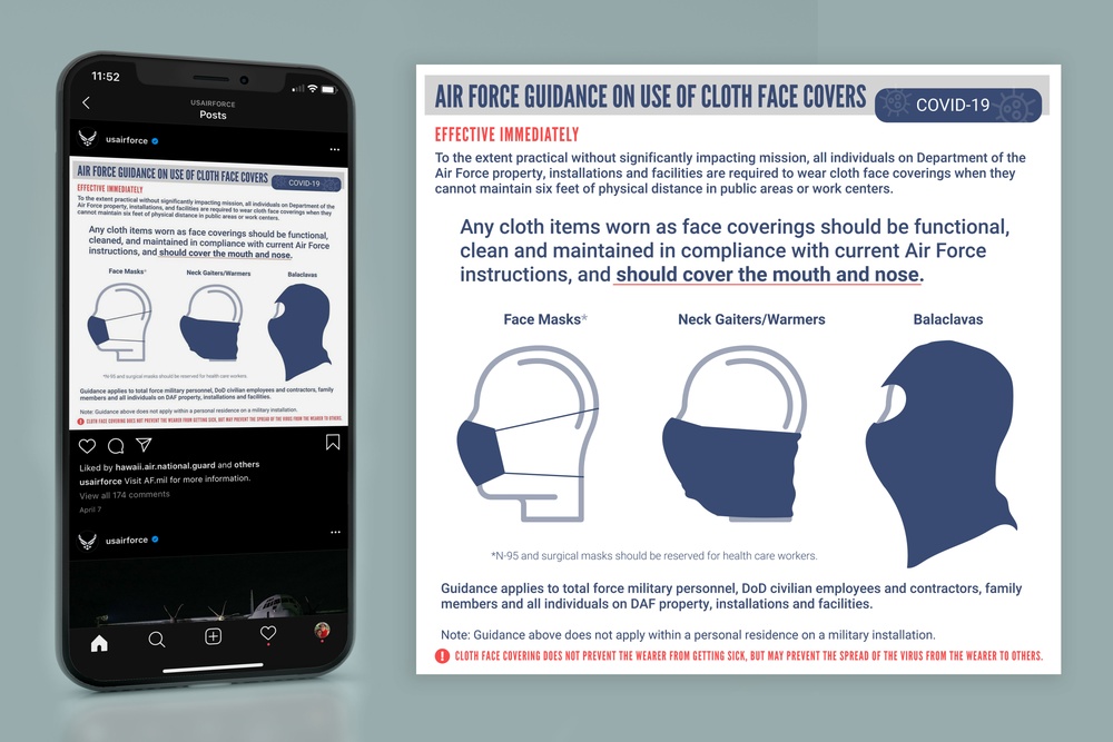 Mockup for Air Force COVID-19 Face Mask Guidance Infographic