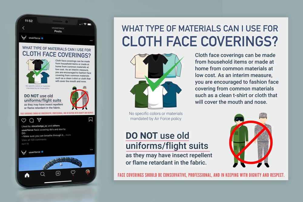 Mockup for COVID-19 Face Mask Coverings Materials Social Media Graphic.