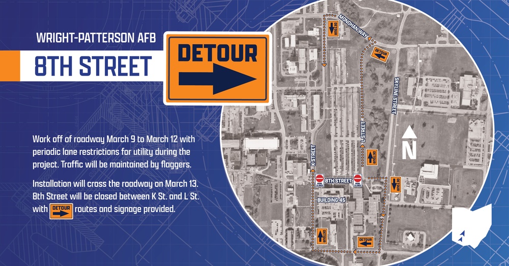 Wright-Patterson AFB 8th Street Closure Detours