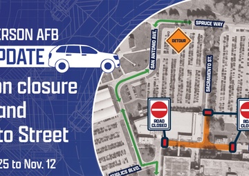 Traffic Graphic - Intersection closure at Road T and Sacramento Street