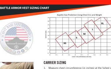 Female Battle Armor vest sizing chart