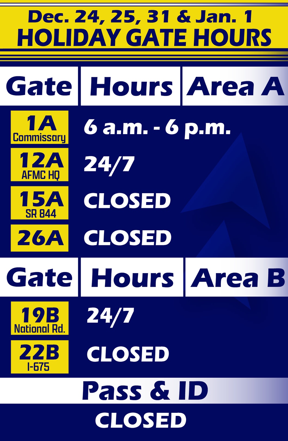 Holiday &amp; Family Gate hours WPAFB