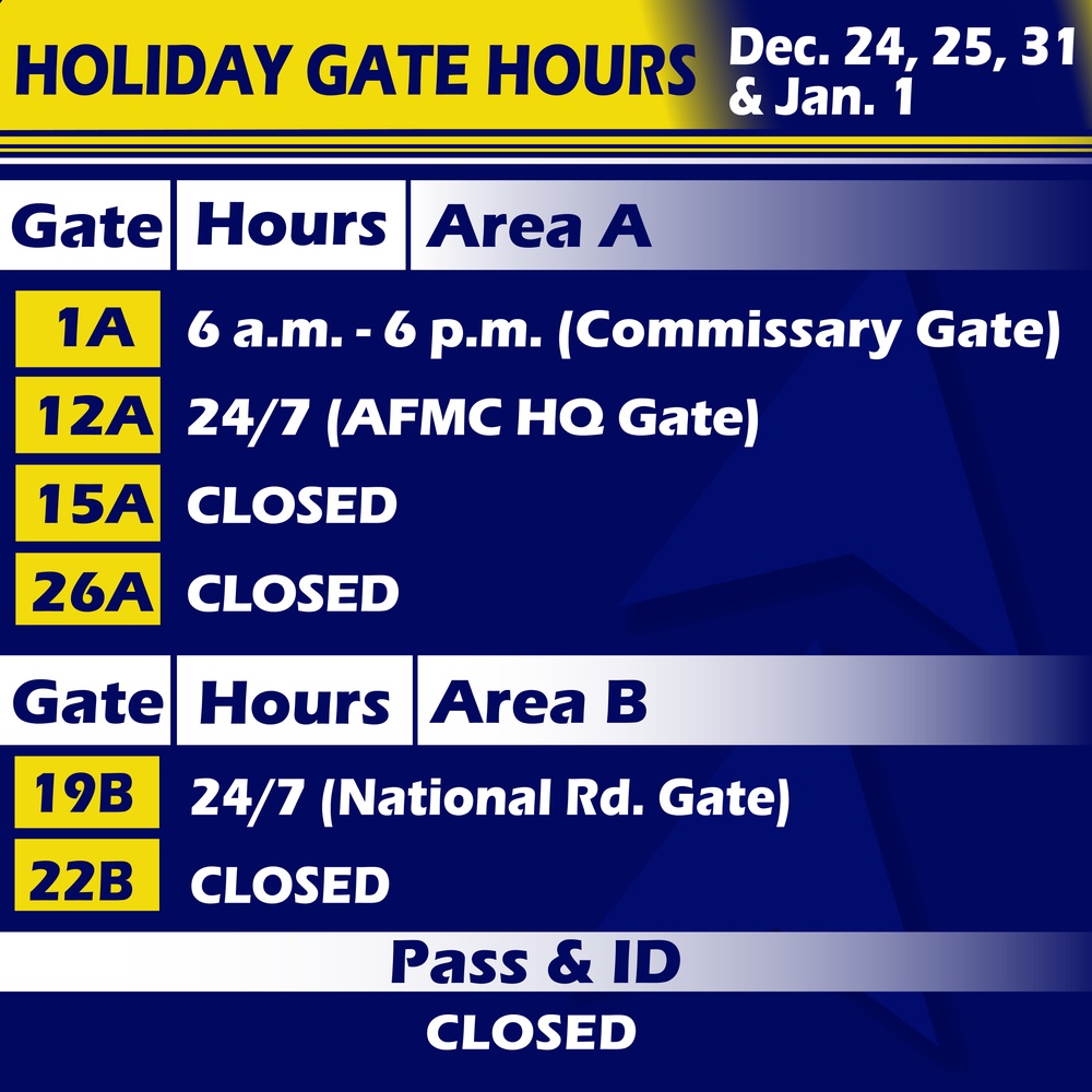 Holiday &amp; Family Gate hours WPAFB