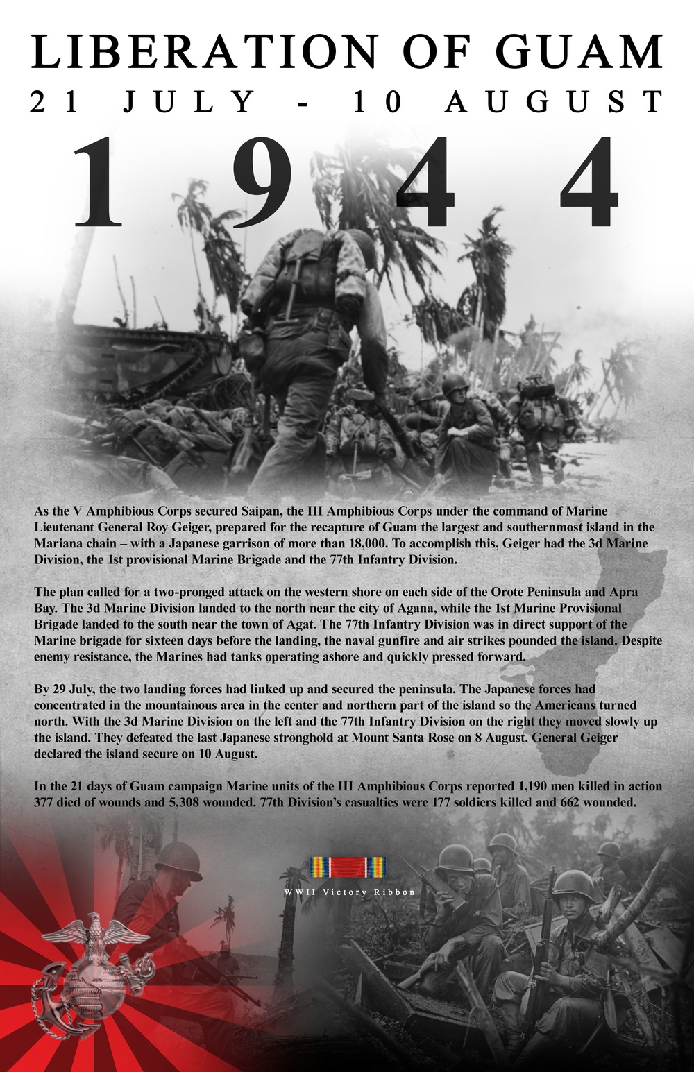 3d Marine Division Timeline Poster: Liberation of Guam 1944