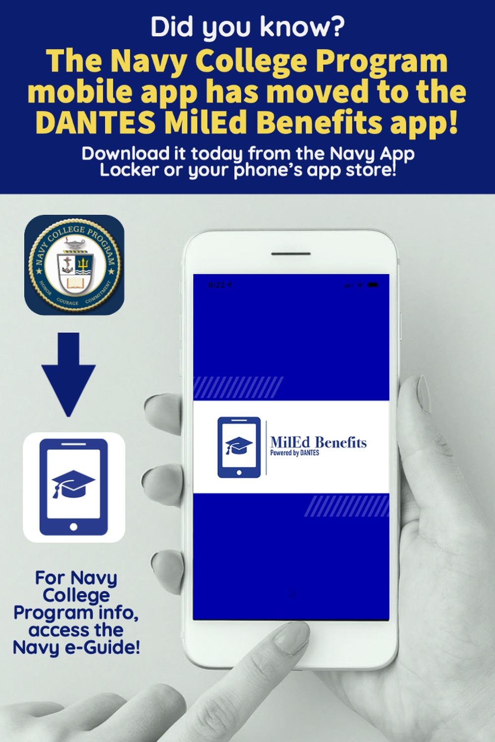 The Navy College Program Mobile App Moves to the DANTES MilEd Benefits App