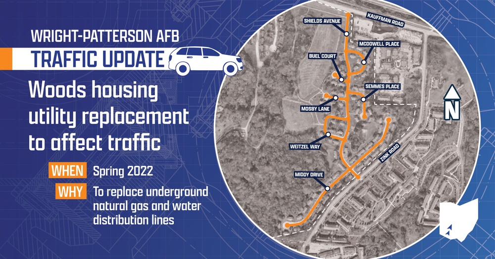 Traffic Graphic - Woods housing utility replacement to affect traffic