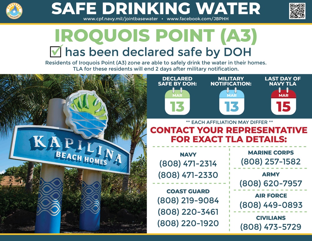 Iroquois Point (Zone A3) Declared Safe By Hawaii Department of Health