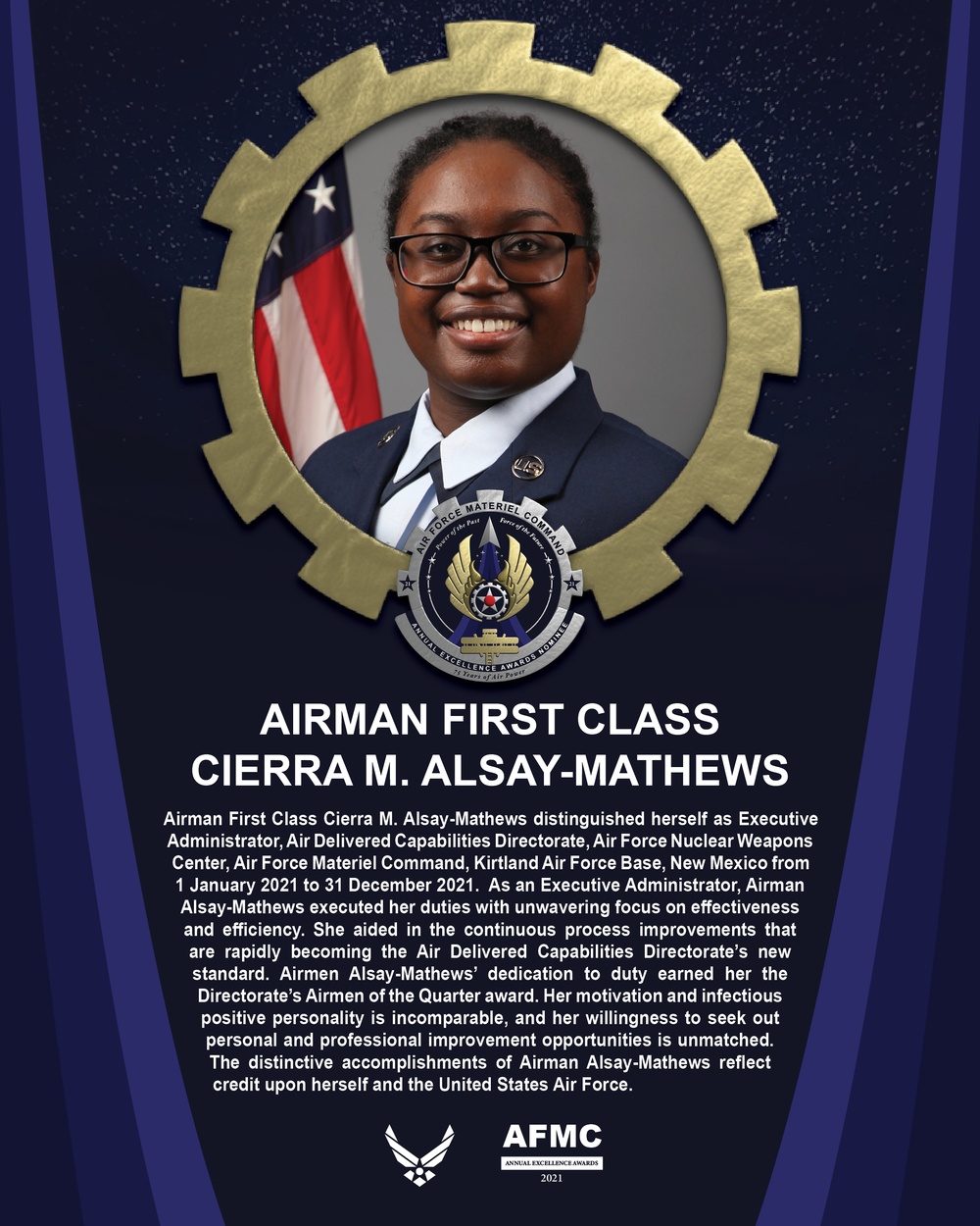 AEA Airman of the Year Nominee - Airman First Class Cierra M. Alsay-Mathews