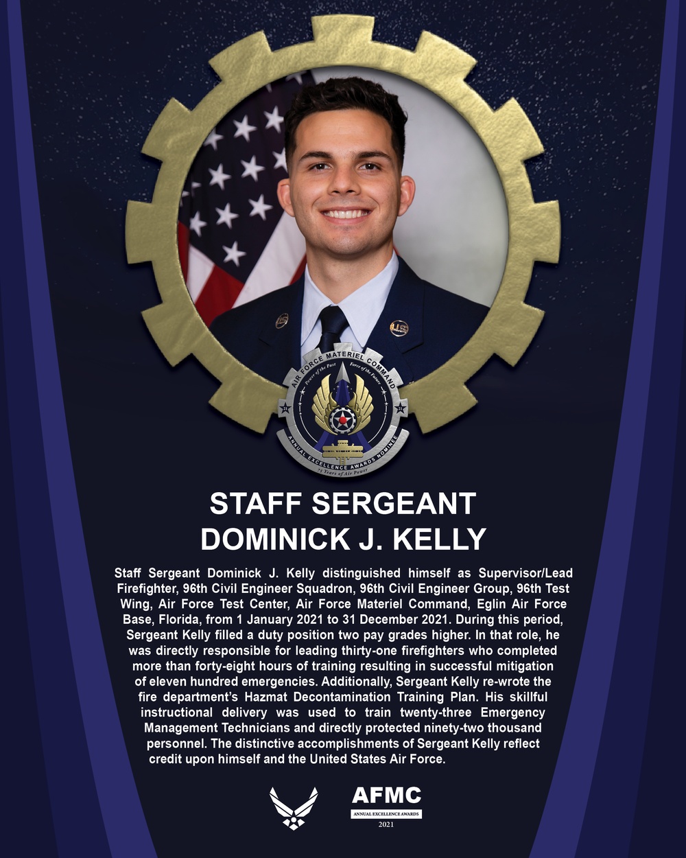 AEA Airman of the Year Nominee - Staff Sergeant Dominick J. Kelly