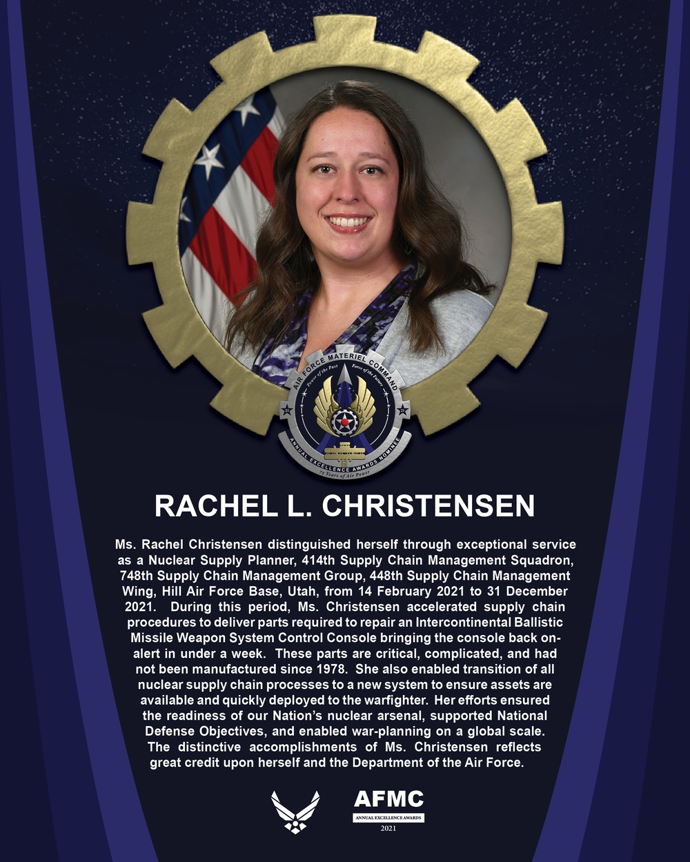 AEA Civilian Category I of the Year Nominee - Rachel L. Christensen