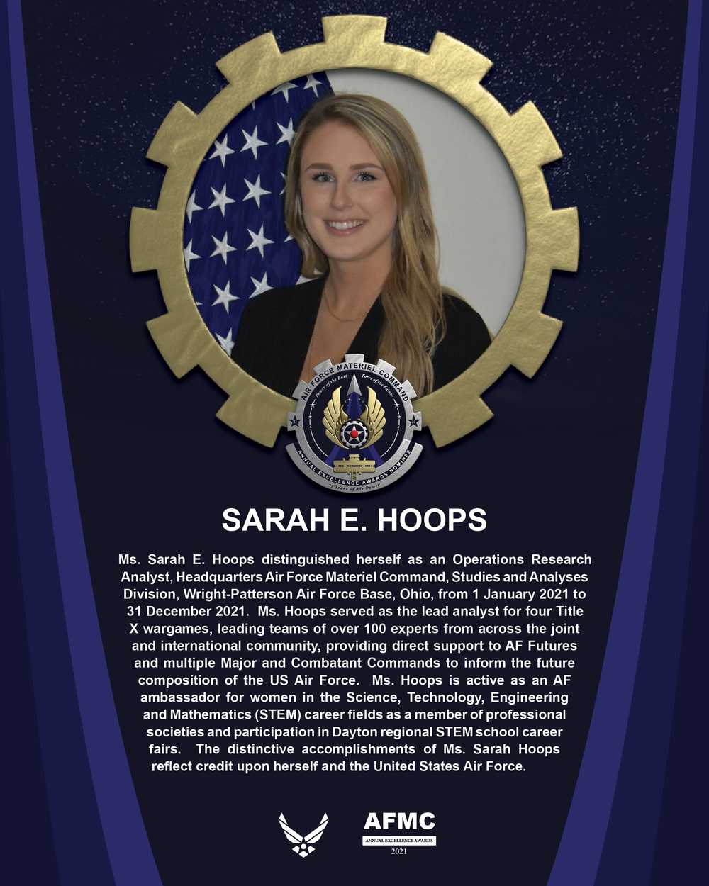 AEA Civilian Category I of the Year Nominee - Sarah E. Hoops