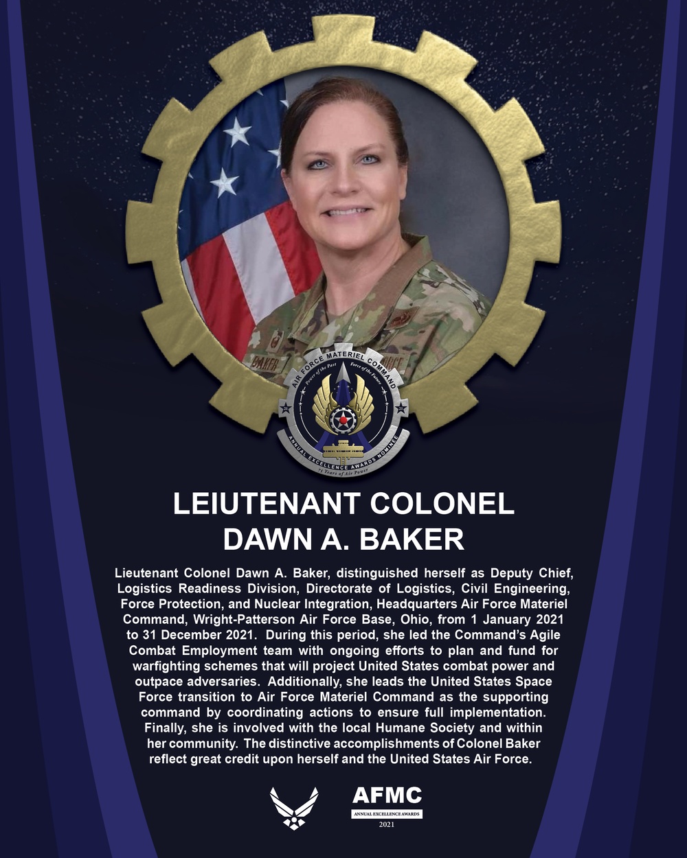 AEA Field Grade Officer of the Year Nominee - Lieutenant Colonel Dawn A. Baker