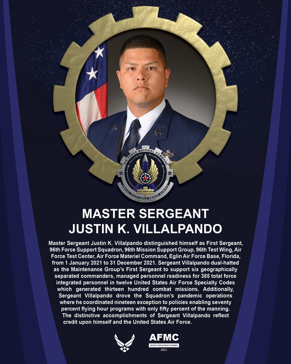 AEA First Sergeant of the Year Nominee - Master Sergeant Justin K. Villalpando