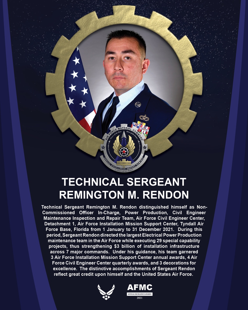 AEA Non-Commissioned Officer of the Year Nominee - Technical Sergeant Remington M. Rendon