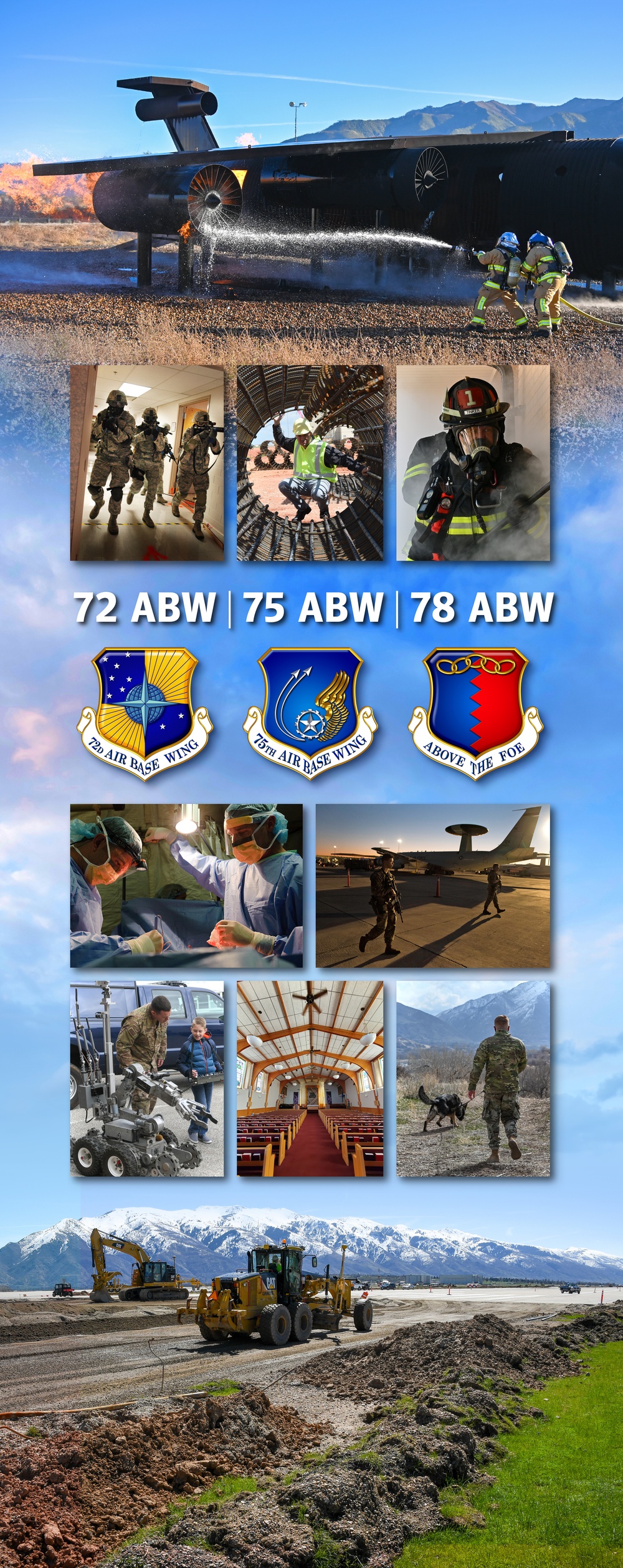 72 ABW | 75 ABW | 78 ABW pullup banner for Air Force Sustainment Center (AFSC) display