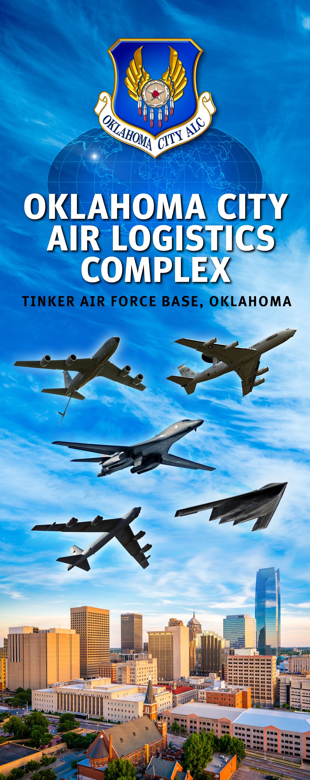 Oklahoma City Air Logistics Complex pullup banner for Air Force Sustainment Center (AFSC) display